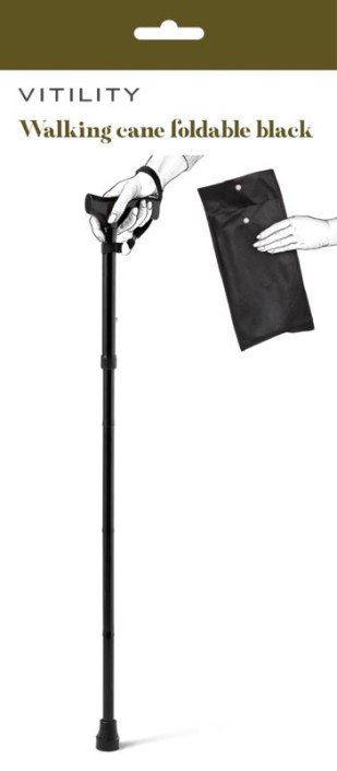 Vitility Wandelstok opvouwbaar zwart (1 Stuks)
