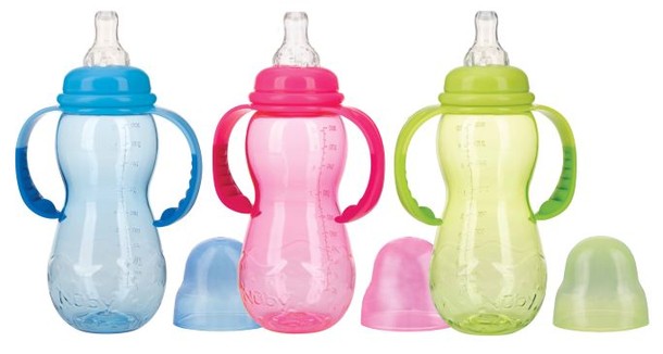 Nuby Fles standaard 320ml nondrip speen assorti (1 Stuks)