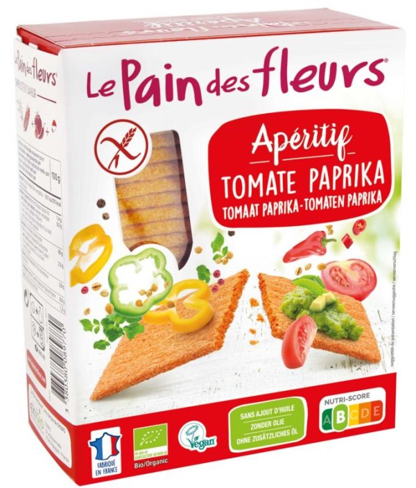 Pain Des Fleurs Aperitif crackers tomaat/paprika bio (150 Gram)