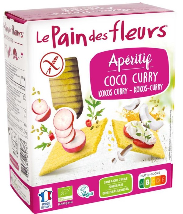 Pain Des Fleurs Aperitif crackers kokos/curry bio (150 Gram)