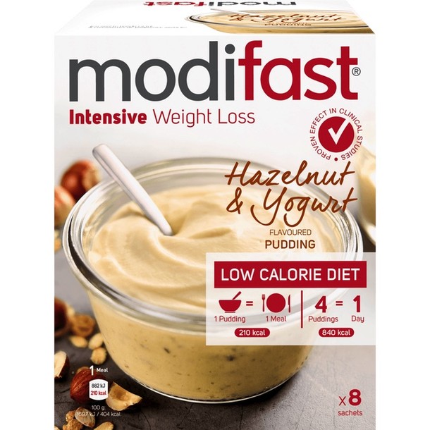 Modifast Intensive pudding hazelnoot & yoghurt 8 zakjes 416 gram