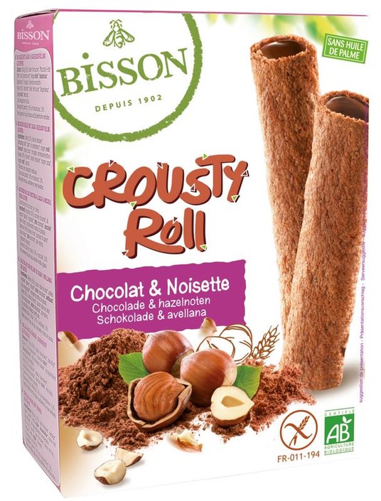 Bisson Crousty roll choco hazelnoot bio (125 Gram)