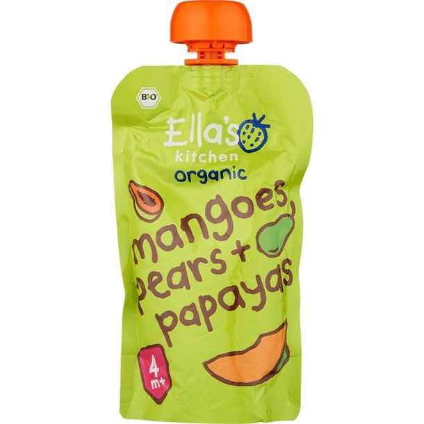ELLA'S KITCHEN Mangoes, Pears & Papayas 4+ Maanden 120 gram