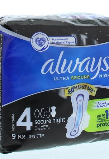 Always Maandverband ultra secure night (9 stuks)