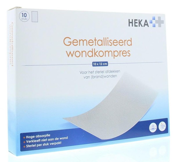 Heka Klein Wondkompres gemetalliseerd 10 x 12cm steriel (10 Stuks)