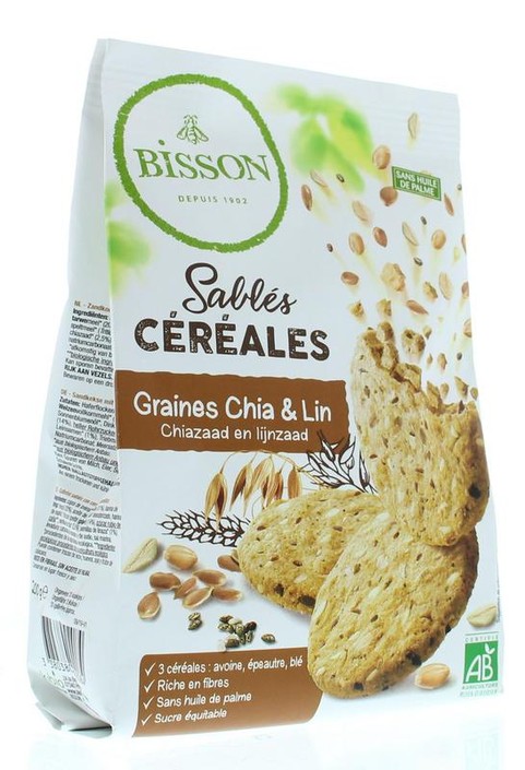 Bisson Zandkoekjes chia & lijnzaad bio (200 Gram)