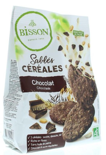 Bisson Zandkoekjes chocolade & granen bio (200 Gram)