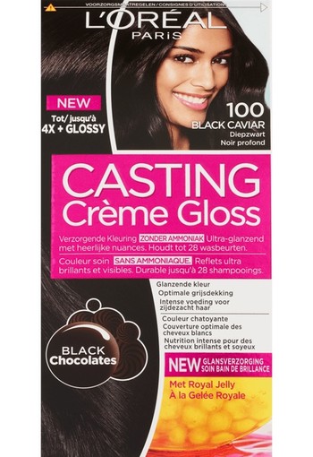 L'Oréal Paris Casting Crème Gloss Verzorgende Haarkleuring 100 Black Caviar 160 ml