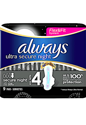 Always Ultra Maandverband Met Vleugels Secure Night 9 st.