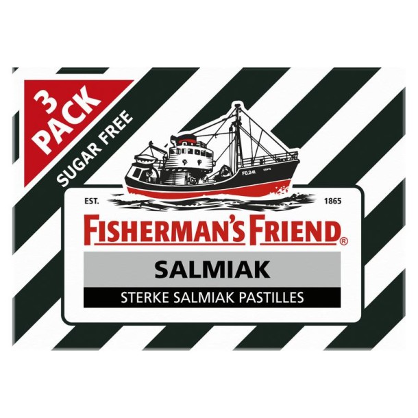 Fishermansfriend Salmiak suikervrij 3-pack (25 Gram)