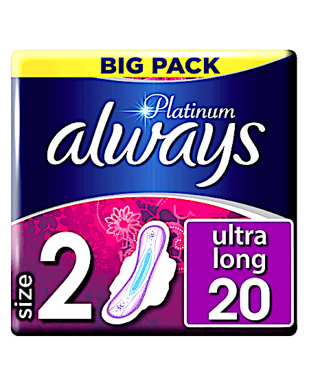 Always Platinum Ultra Long (Maat 2) Maandverband Met Vleugels 20 st.