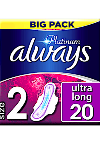 Always Platinum Ultra Long (Maat 2) Maandverband Met Vleugels 20 st.