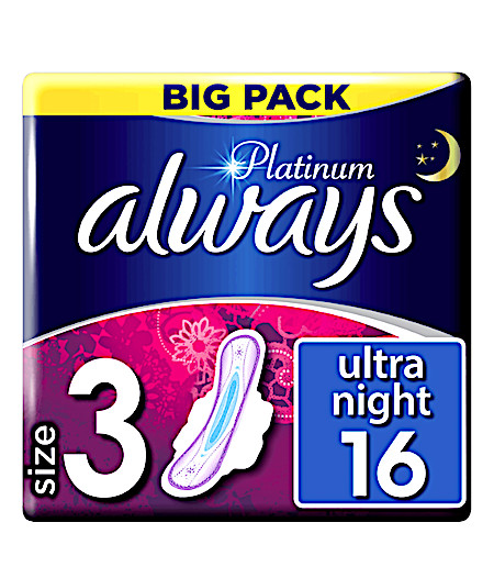 Always Platinum Ultra Night (Maat 3) Maandverband Met Vleugels 16 st.