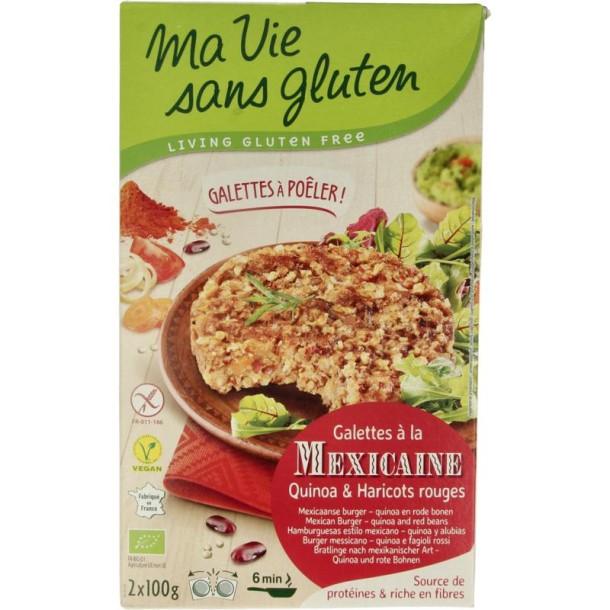 Ma Vie Sans Mexicaanse quinoaburgers 2 x 100g glutenvrij bio (2 Stuks)